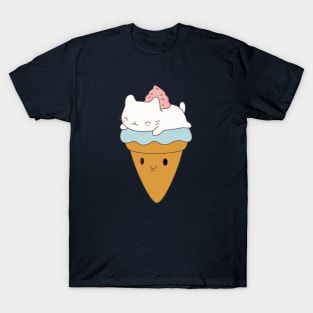 Kawaii Ice Cream Cone Cat T-Shirt T-Shirt